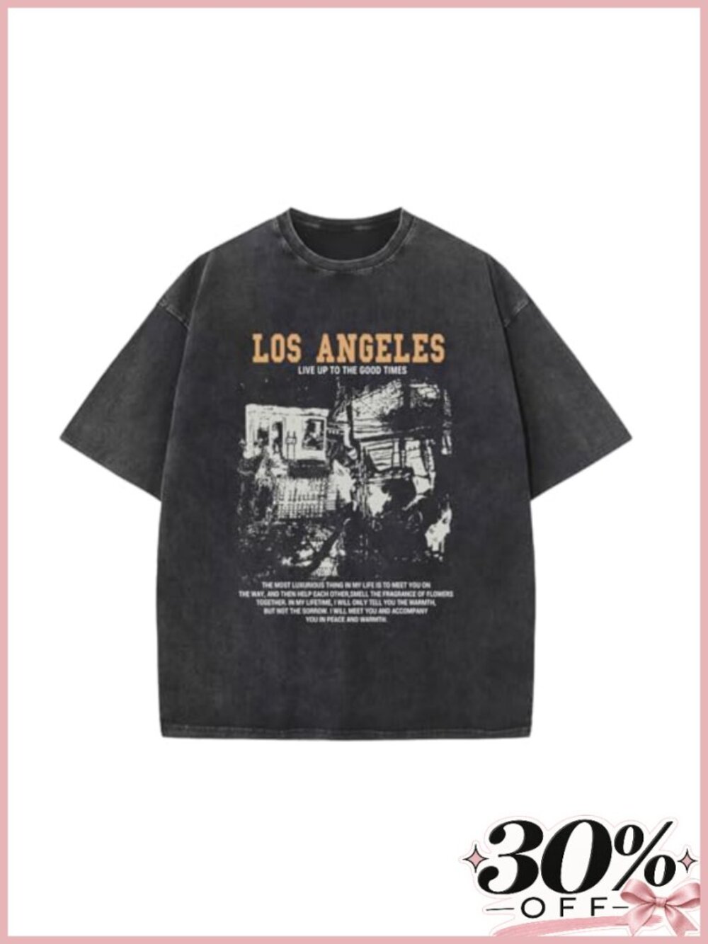Oversized Acid Wash Graphic Tee Vintage Streetwear Baggy Cotton T-Shirt